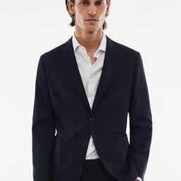 MANGO MAN Single-Breasted Notched Lapel Formal Blazer-32