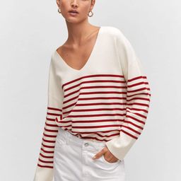 MANGO Striped V-Neck Pullover-image-86