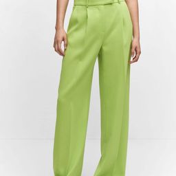 MANGO Women Wide Leg Pleated Trousers-image-102