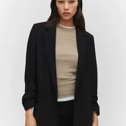 MANGO Women Solid Single-Breasted Casual Blazer-image-19