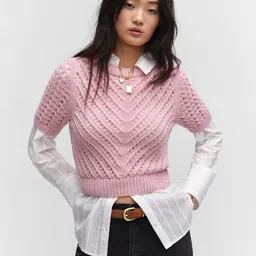 MANGO Open-Knit Crop Pullover-7