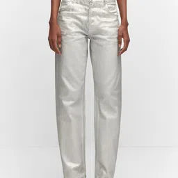 MANGO Women Metallic Straight Fit Jeans-image-82