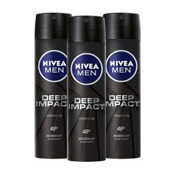 Nivea Men Set Of 3 Deep Impact 48Hr Freshness Black Carbon Deodorant Spray - 93g Each-18