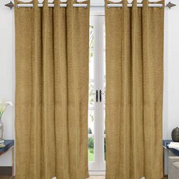 Saral Home Set Of 2 Gold Jacquard Yarn Long Door Room Darkening Curtains-image-25