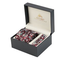 Alvaro Castagnino Men Maroon & Pink Floral Printed Microfiber Accessory Gift Set-image-51