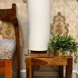 BTR CRAFTS Off White Cylindrical Shaped Metal Table Lamp With Adjustable Cord-14