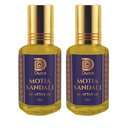 Duze Unisex Set Of 2 Natural Jasmine Fragrance Free Sandali Attar with roller 6ml-97