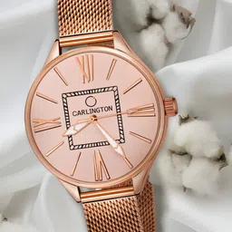 CARLINGTON Women Rose Gold-Toned Dial & Rose Gold Toned Straps Analogue Watch CT2015-38