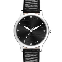 PERCLUTION ENTERPRISE Women Black Dial & Leather Straps Analogue Wrist Watch PE386-37