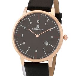Daniel Klein Men Black Embellished Dial & Black Leather Straps Analogue Watch DK11642-4-Re-49