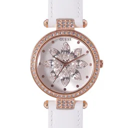 GUESS Women FULL BLOOM Embellished Dial & White Leather Straps Analogue Watch GW0382L3-picture-46