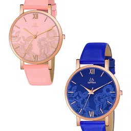 Septem Set of 2 Women Printed Dial Analogue Reset Time Watch SP-118.Blue-Pink-Septem-4