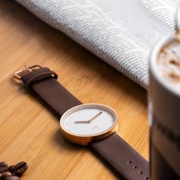 JOON Unisex Brass Printed Dial & Leather Bracelet Style Straps Analogue Watch Mocha-31