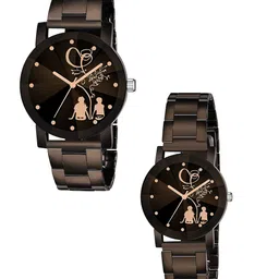 SWADESI STUFF Set of 2 Black Embellished Dial & Bracelet Style Straps Analogue Watch-10