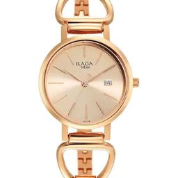 Titan Women Textured Brass Dial & Bracelet Style Straps Analogue Watch 2669WM01-71