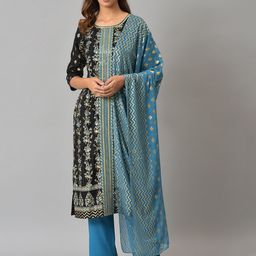AURELIA Floral Embroidered Sequined Kurta with Trousers & Dupatta-picture-16