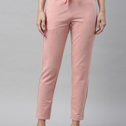 Enamor Women Peach Solid Slim-Fit Cotton Lounge Pants-image-88