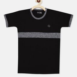 CHIMPRALA Boys Black & Grey Colourblocked Round Neck T-shirt-image-86
