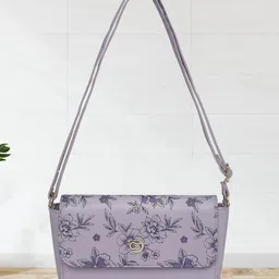 Caprese Floral Printed PU Structured Sling Bag with Applique-26