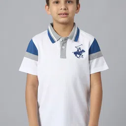 Beverly Hills Polo Club Boys Colourblocked Polo Collar Pure Cotton T-shirt-42
