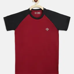 CHIMPRALA Boys Maroon & Black Colourblocked Outdoor T-shirt-image-80