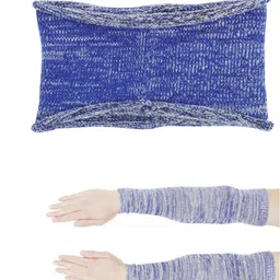 Bharatasya Unisex Blue Solid Sports Headband With Sun Protection Arm Sleeves Cover-image-17