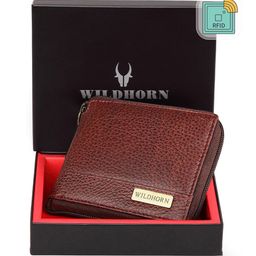 WildHorn Men Maroon Solid RFID Protected Genuine Leather Zip Around Wallet-18