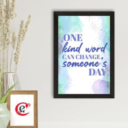 eCraftIndia White & Blue Motivational Quote Printed Framed UV Art Painting-image-46