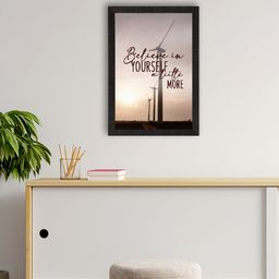 eCraftIndia Grey & Beige Motivational Quote Printed Framed UV Art Painting-image-35