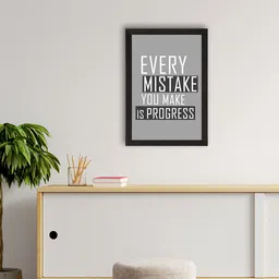 eCraftIndia Grey & White Motivational Quote Printed Framed UV Wall Art Painting-image-50