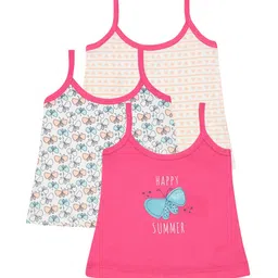 Bodycare Infant Girls Pack of 3 Assorted Cotton Innerwear Vests-image-74