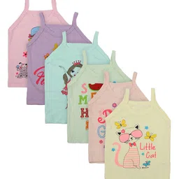 Bodycare Kids Girls Pack Of 6 Assorted Cotton Basic Innerwear Vests-image-69