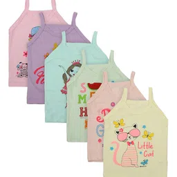 Bodycare Kids Girls Pack Of 6 Assorted Cotton Basic Innerwear Vests-image-103