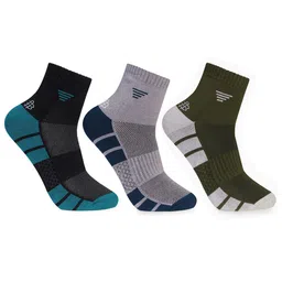 Bonjour Men Pack Of 3 Assorted Patterned Bamboo Ankle Length Socks-12