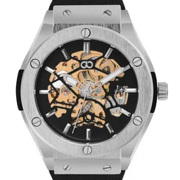 GIO COLLECTION Men Black Skeleton Dial & Black Straps Analogue Automatic Motion Powered Watch-2
