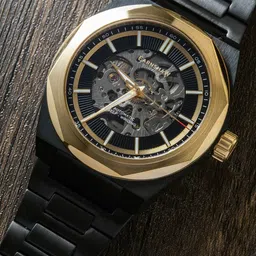EARNSHAW Men Black Brass Dial & Black Stainless Steel Analogue Automatic Motion Watch-image-60