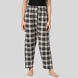 Kryptic Womens Black 100 Percent Cotton Woven Checked Regular Fit Pyjama-picture-24