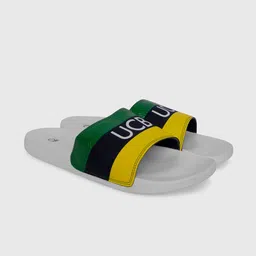 United Colors of Benetton Men White & Green Printed Sliders-25