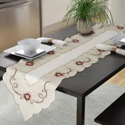HOSTA HOMES Beige & Red Floral Printed Table Runner-16