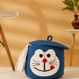 HOSTA HOMES Kids Blue & White Cartoon Face Pure Cotton Laundry Bag-image-31