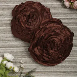 HOSTA HOMES Brown Set of 2 Satin Round Cushion Covers-16