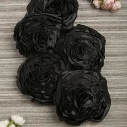HOSTA HOMES Black Set of 5 Satin Round Cushion Covers-picture-54