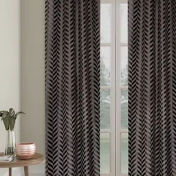 SOKNACK Grey & Black Geometric Printed Black Out Long Door Curtain-image-29
