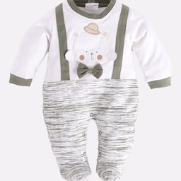 BABY GO Infant Boys Olive Green & White Printed Full Sleeves Cotton Sleepsuit-image-14
