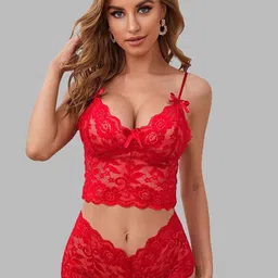 Krelin Self Design Net Bra With Briefs-picture-32