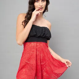 SECRETS BY ZEROKAATA Strapless Baby Dolls with Thong Briefs-image-6