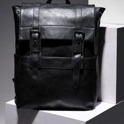 French Accent Men The Companion Textured Leather Backpack-58