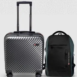 SWISS MILITARY Textured Hard-Sided Overnighter Trolley Bag & Laptop Backpack-image-23