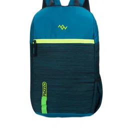 PAZZO Unisex Blue & Green Colourblocked Embroidered Backpack-image-52