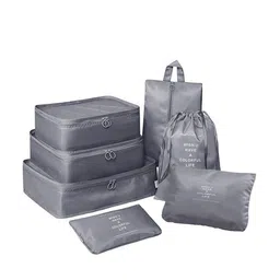 HOUSE OF QUIRK 7-Pcs Grey Waterproof Packing Cubes With Pouch & Toiletry Bag Organisers-41